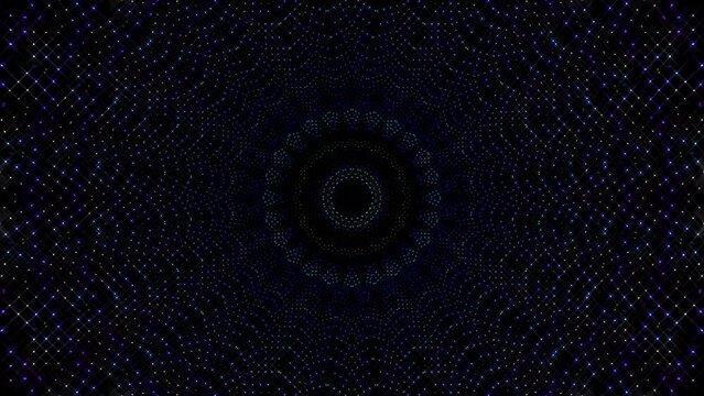 Animated 3D abstract.Curved lines and colorful light points for background,seamless circle	