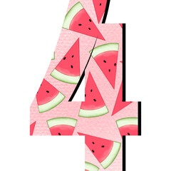 Cute Watermelon Alphabet and Number