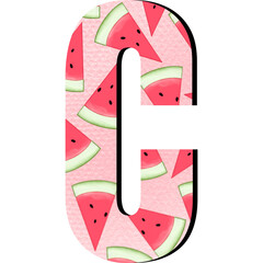 Cute Watermelon Alphabet and Number