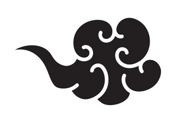 Cloud elegant style black color isolated on white background. Oriental traditional ornament for holiday card, invitation, party poster, flyer, decor element. Clouds in the sky. Vector