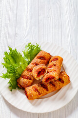 chorizo and semi-dried tomato puff pastry rolls