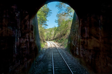 Fototapeta na wymiar The 1700 ft long Winslow Tunnel on the Arkansas Missouri Railroad, Arkansas