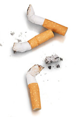 Cigaretttes isolated on white, quit smoking concept
