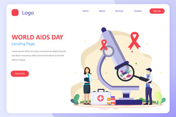 Modern flat design of World AIDS day illustration concept. Flat Style vector template suitable for Web Landing Page, Background. - obrazy, fototapety, plakaty