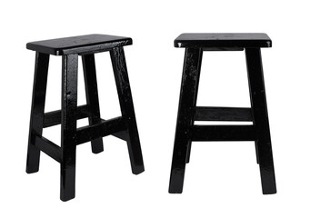 Black color old wooden chair isolated on white background