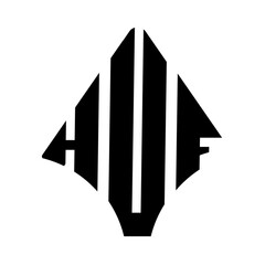 HUF logo. HUF logo letter logo design vector image. HUF letter logo design. HUF modern and creative letter logo. 3 letter logo Vector Art Stock Images.  
 