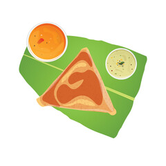 Dosa With Chutney And Sambar