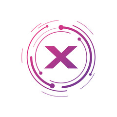 Letter X Initial Cyber Multimedia Logo