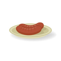 Breakfast grilled sausage icon. Cartoon of breakfast grilled sausage vector icon for web design isolated on white background