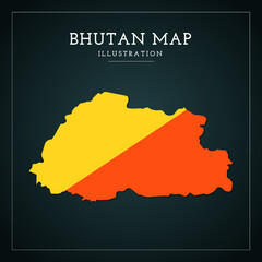Obraz premium 3D Bhutan Map Vector Illustration 
