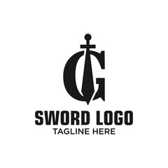 Letter G Sword Logo Design Template Inspiration, Vector Illustration.