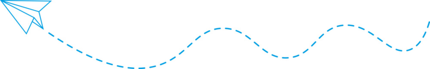 Dashed line paper airplane route 