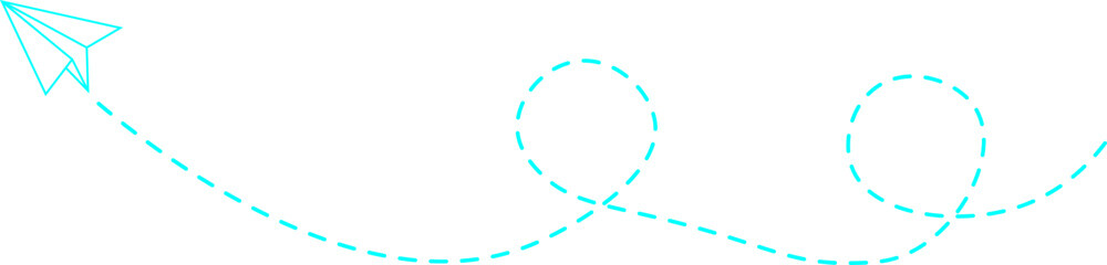 Obraz premium Dashed line paper airplane route 