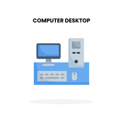 Computer Desktop flat icon. Vector illustration on white background. Can used for digital product, presentation, UI and many more.
