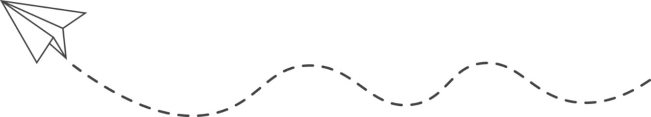 Dashed line paper airplane route 