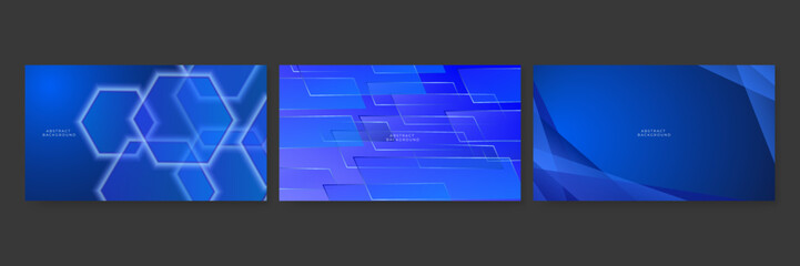 Set of abstract dark blue modern elegant design background