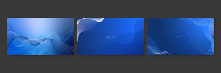 Set of abstract dark blue modern elegant design background