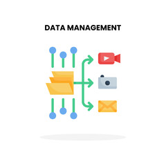 Data management flat icon. Vector illustration on white background. Can used for digital product, presentation, UI and many more.