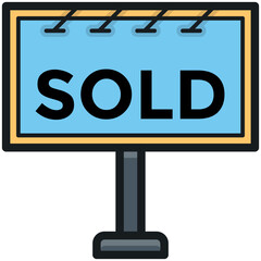 Fototapeta premium Sold Billboard Vector Icon