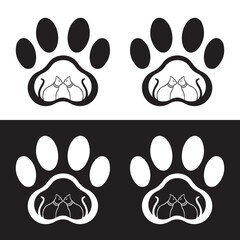Cat pet care logo design 