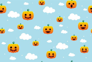 Halloween website banner background , card, poster, pumpkin lantern, yellow and orange and dark vector background, Halloween scare, full moon and sky