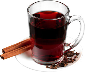 Mulled wine with cinnamon, winter drink