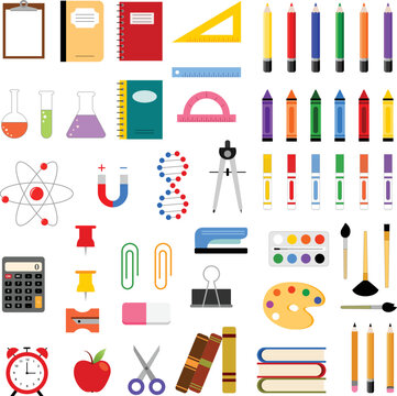 Isolated school supplies and tools