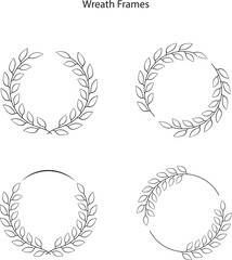 Wreath leaf circle border frame. Floral circle frame, flourish design element for wedding, greeting card.