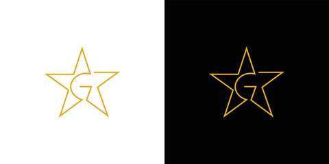 Obraz premium Modern and unique letter G initials star logo design