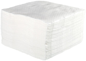 Stack of folded square white paper napkins