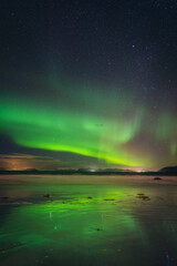 The northern lights captured in the Lofoten Islands in northern Norway.