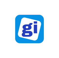 GI company name initial letter vector icon. GI brand symbol with blue color.