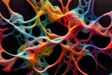 Abstract multicoloured lattice with sinews like neurones