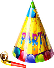 Party hat and blowout noisemaker