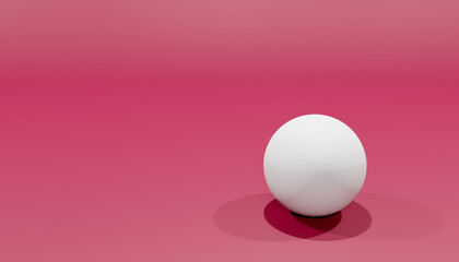 3d-rendering of a single white ball in front of a red background with a lots of space beside the ball