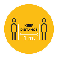 Keep distance stop Covid-19 signage simple icon