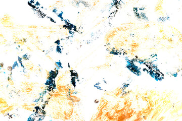 Alcohol ink abstract luxury backdrop. Gold blue black contrasting brushstrokes blots and stains of acrylic paint, graphic chaotic lines on white background. textured pattern for print