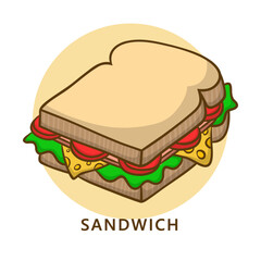 Sandwich Food Logo. Food and Drink Illustration. Bread Breakfast Icon Symbol