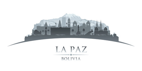 La Paz Bolivia city silhouette white background - obrazy, fototapety, plakaty