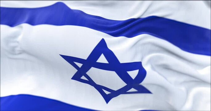 close up view of the Israel flag waving in the wind
