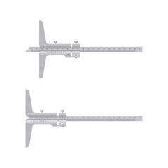 Mechanical caliper depth gauge. Depth measurement tool. Vector illustration.