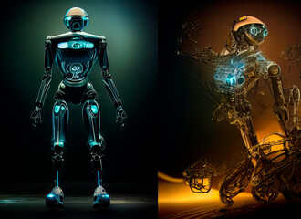 Obraz na płótnie Canvas Robots. Futuristic interpretation Future 2025.Generation of robots. Virtual reality.
