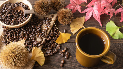 秋のイメージとコーヒー