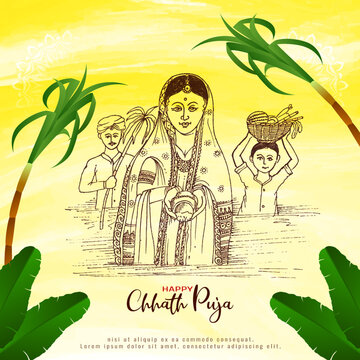 Free Vector | Happy chhath puja festival celebration background