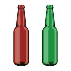 Brown and green glass bottles