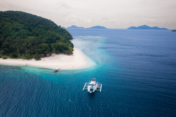 Drone shot of Linapacan palawan beaches 