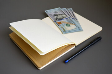 notebook with money