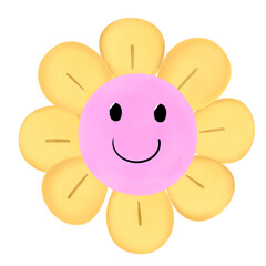 Smile Daisy Flower Watercolor 