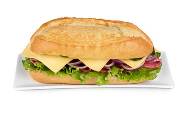 Tasty hamburger on white background, menu for cafe and fast-food restaurant