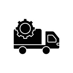 Car glyph icon illustration with gear. suitable for automotive repair icon. icon illustration related repair, maintenance. Simple vector design editable